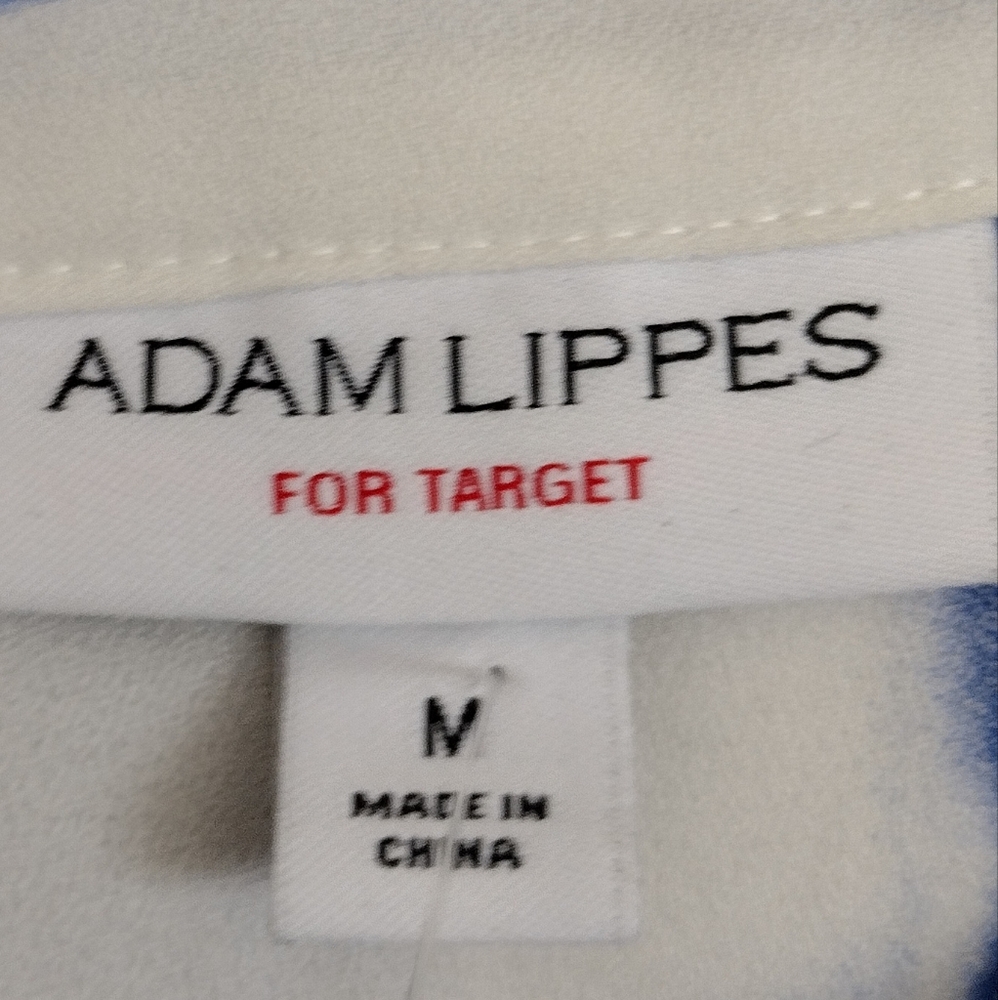 Adam Lippes For Target Collaboration Blue White Grid Pattern Top Size Medium - Picture 4 of 8